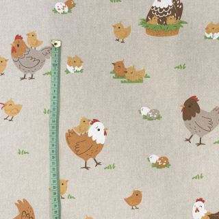 Dekorativna tkanina Linenlook Chicken Family Nest
