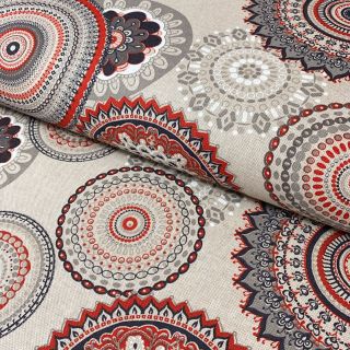 Dekorativno blago Linenlook Geometric mandala red