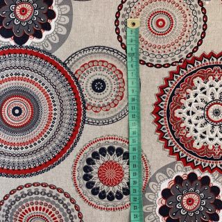 Dekorativno blago Linenlook Geometric mandala red
