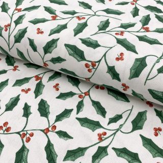 Dekorativna tkanina premium Holly branch Xmas