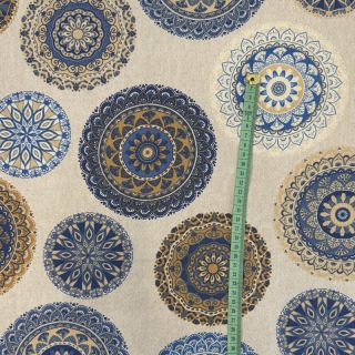 Dekorativna tkanina Linenlook Mandala Circle blue