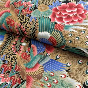 Bombažna tkanina JAPAN Hoshi emeraude