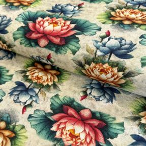 Viskoza z lanom Clover design D digital print