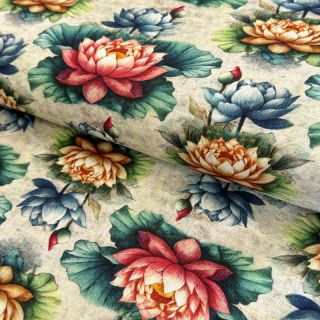 Viskoza z lanom Clover design D digital print