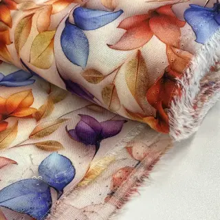 Viskoza RAYON POPLIN Leafs design D digital print