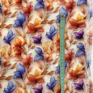 Viskoza RAYON POPLIN Leafs design D digital print