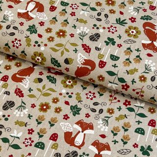 Dekorativna tkanina Linenlook Autumn Woodland Fox