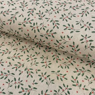 Dekorativna tkanina Linenlook Little Holly branch