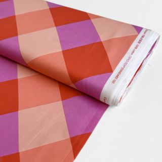 Bombažna tkanina SATIN NERIDA HANSEN Large Gingham red digital print