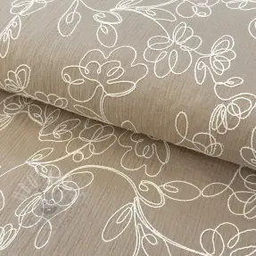 Dvojna gaza/muslin EMBROIDERY Climbing flowers beige