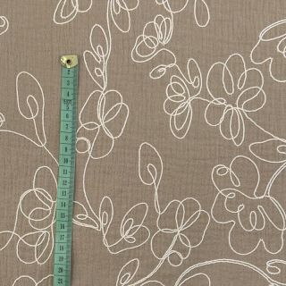 Dvojna gaza/muslin EMBROIDERY Climbing flowers beige