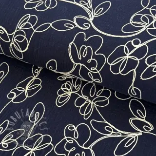 Dvojna gaza/muslin EMBROIDERY Climbing flowers navy