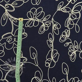 Dvojna gaza/muslin EMBROIDERY Climbing flowers navy