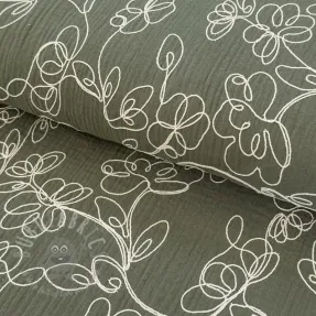 Dvojna gaza/muslin EMBROIDERY Climbing flowers pickle