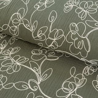 Dvojna gaza/muslin EMBROIDERY Climbing flowers pickle