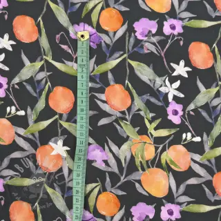 Viskoza SATIN Leaves and oranges digital print