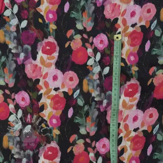 Viskoza SATIN Night flowers black digital print
