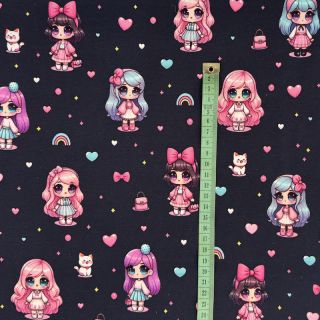 Pletenina Dolls navy digital print