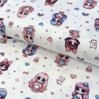 Pletenina Dolls white digital print