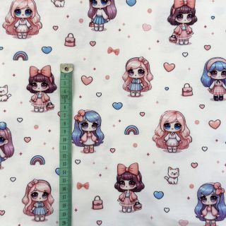 Pletenina Dolls white digital print