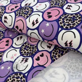 Prevešanka Happy faces purple digital print