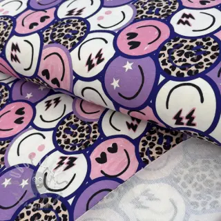 Prevešanka Happy faces purple digital print