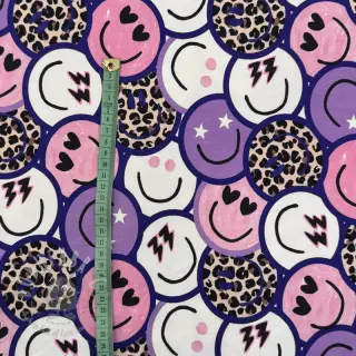 Prevešanka Happy faces purple digital print