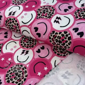 Prevešanka Happy faces pink digital print