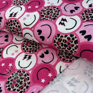 Prevešanka Happy faces pink digital print
