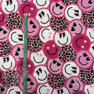 Prevešanka Happy faces pink digital print
