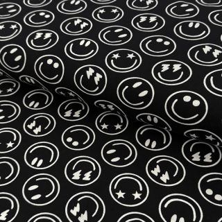 Pletenina Happy faces black digital print