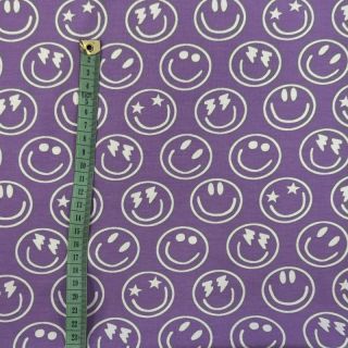 Pletenina Happy faces lavender digital print