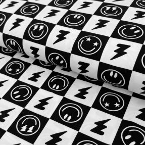 Úplet Happy faces square black digital print