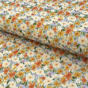 Viskoza z lanom CREPE Flowers yellow digital print