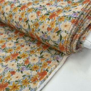 Viskoza z lanom CREPE Flowers yellow digital print