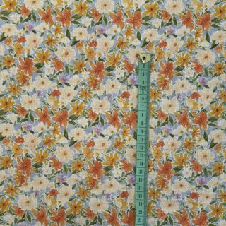 Viskoza z lanom CREPE Flowers yellow digital print