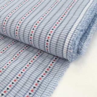 Bavlnená látka JACQUARD Hearts light blue