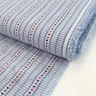 Bombažna tkanina JACQUARD Hearts light blue