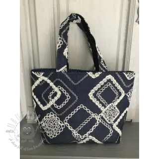 Bombažna tkanina JEANS EMBROIDERY Square dark blue