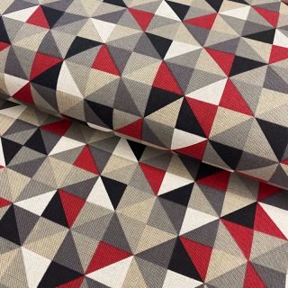 Dekorativna tkanina Linenlook Diamond triangle red