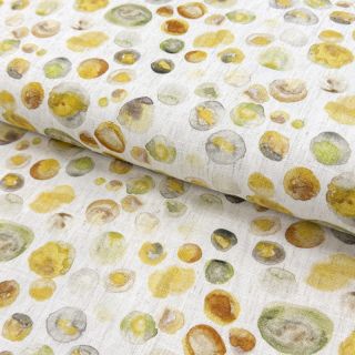 Lanena viskoza Natural Lin Livy rumeni digitalni tisk