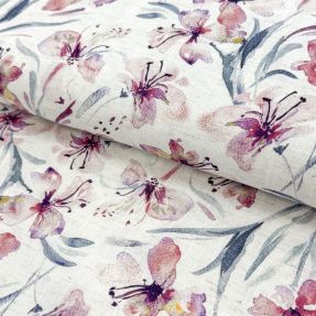 Viskoza z lanom Natural Lin Laurel pink digital print