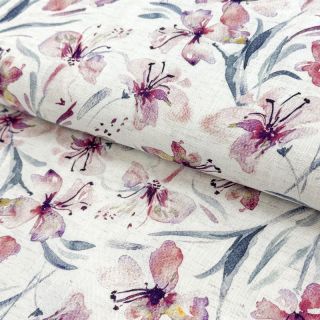 Lanena viskoza Natural Lin Laurel pink digital print