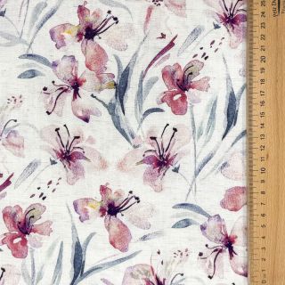 Lanena viskoza Natural Lin Laurel pink digital print