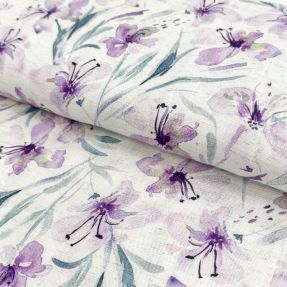 Lanena viskoza Natural Lin Laurel purple digital print