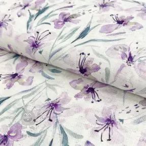 Viskoza z lanom Natural Lin Laurel purple digital print