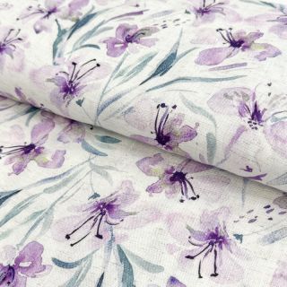 Viskóza s ľanom Natural Lin Laurel purple digital print