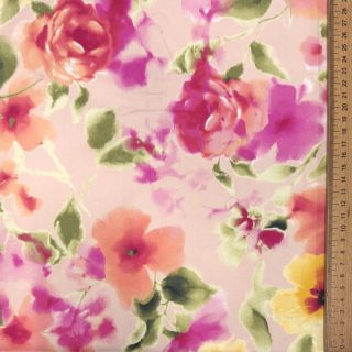 Bombažna tkanina SATIN Kauai pink digital print