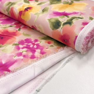 Bombažna tkanina SATIN Kauai pink digital print