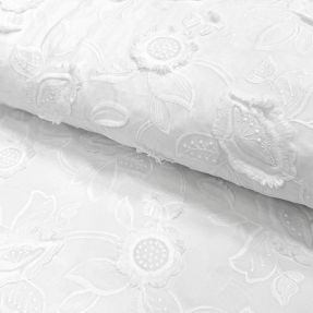 Bombažna tkanina EMBROIDERY Catchy Swingy white